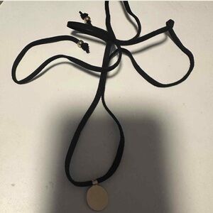 Black Suede Pendant Choker Necklace - Target
